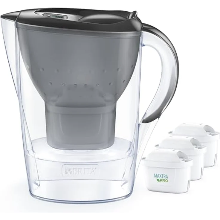 Brita Filterkanne Marella +3 Maxtra Pro PP, grau, 2,4 l 150 l - Wasserfilter mit mehrfarbigem Design – Bild 3