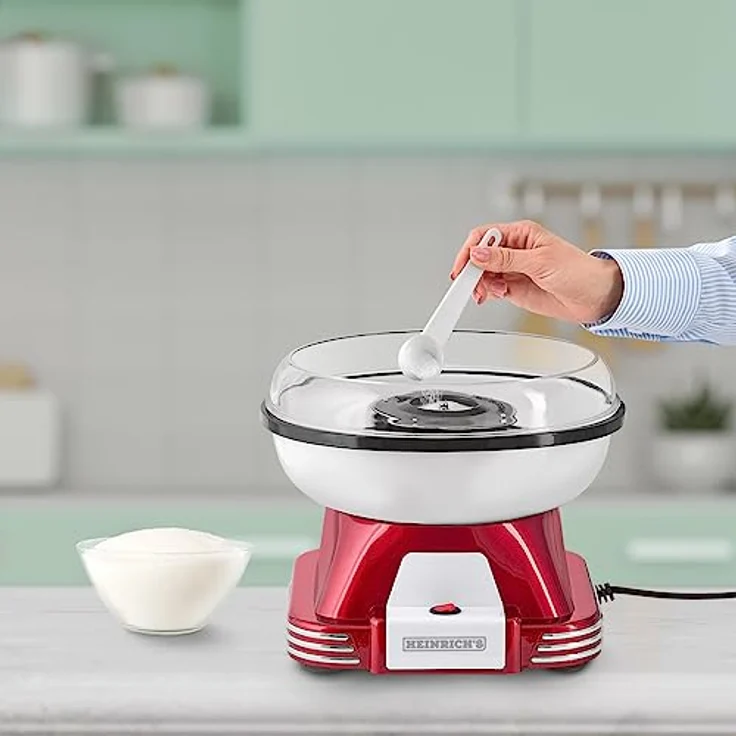 HEINRICHS Zuckerwattemaschine, elektrisch, Zuckerwattemaschine Set für Zuhause, Extra Große Schüssel,Retro Cotton Candy,schnell Einsatzbereit, Leichte Reinigung, inkl.Messlöffel, 500W Motor Heinrich´s – Bild 5