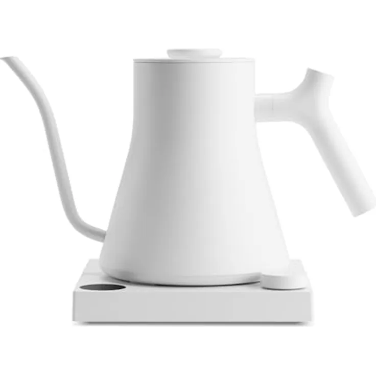 Fellow Stagg EKG Pro, elektrischer Wasserkocher mit Schwanenhalstülle, präzise Temperaturkontrolle, 1200 Watt, integrierter Brühzeit-Timer - Mattweiß