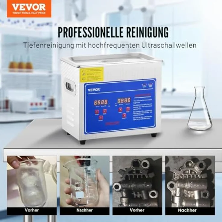VEVOR Ultraschallreiniger 2,85 L, Hochleistungs-Ultraschallreinigungsmaschine mit 120 W und 40 kHz für Schmuck, Brillen und Uhren, Edelstahlqualität – Bild 2