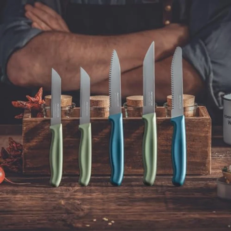 Nirosta Elemental Küchenmesser, 10,5 cm mit extra scharfem Wellenschliff und ergonomischem Griff, Made in Germany – Bild 5