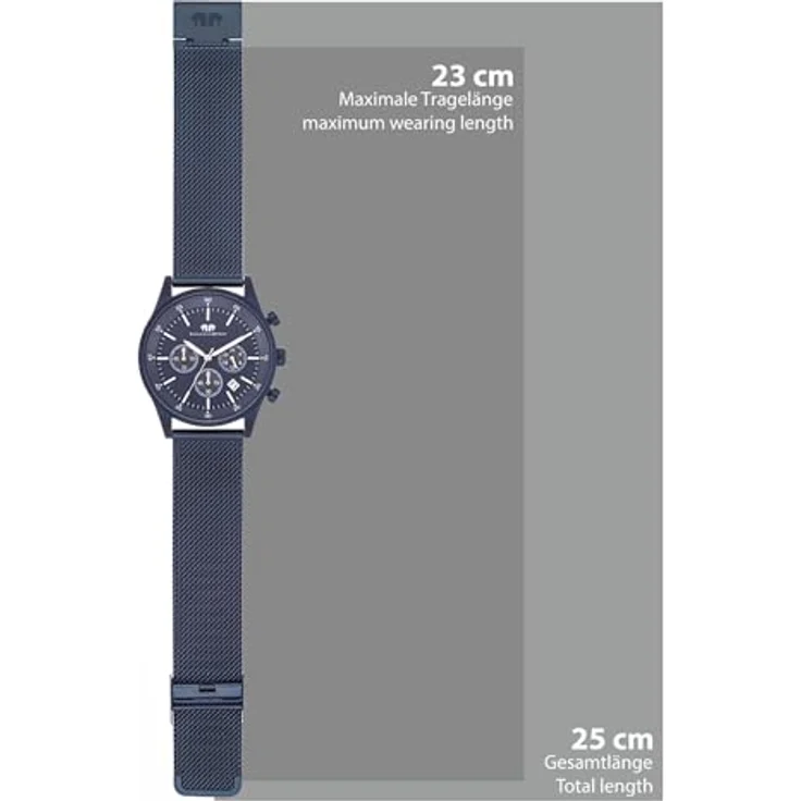 Rhodenwald & Söhne Herren Uhr 10010359, Quarz-Chronograph mit blauem Zifferblatt und Edelstahl-Milanaise-Armband, wasserdicht bis 5 ATM – Bild 2