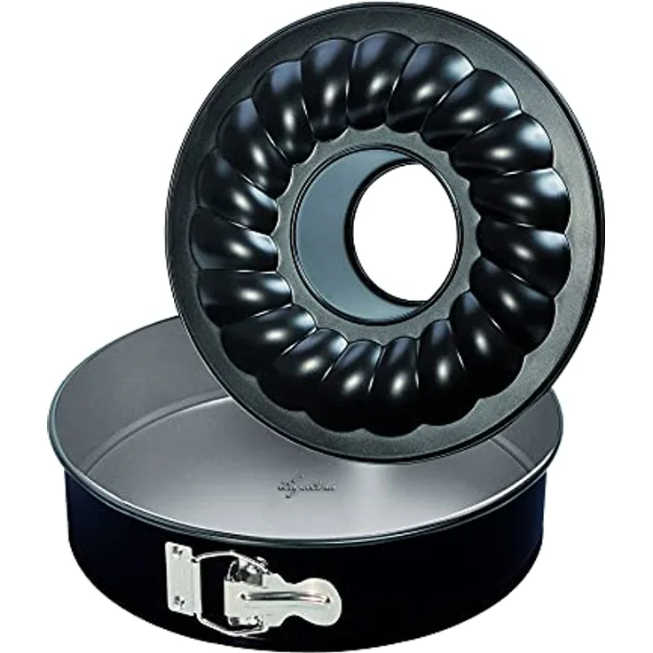 Lagostina Gustosa Kuchenform zum Öffnen mit Scharnier und zwei Boden aus Stahl, antihaftbeschichtet, für Backofen, Schwarz, Durchmesser 26 cm