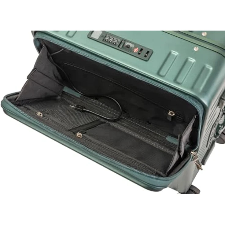 Travelhouse Hartschalen-Trolley Roma, 4 Rollen, mit USB und Getränkehalter, Aluminium-Rahmen & Polycarbonat Hartschale, 55 cm, blau – Bild 2