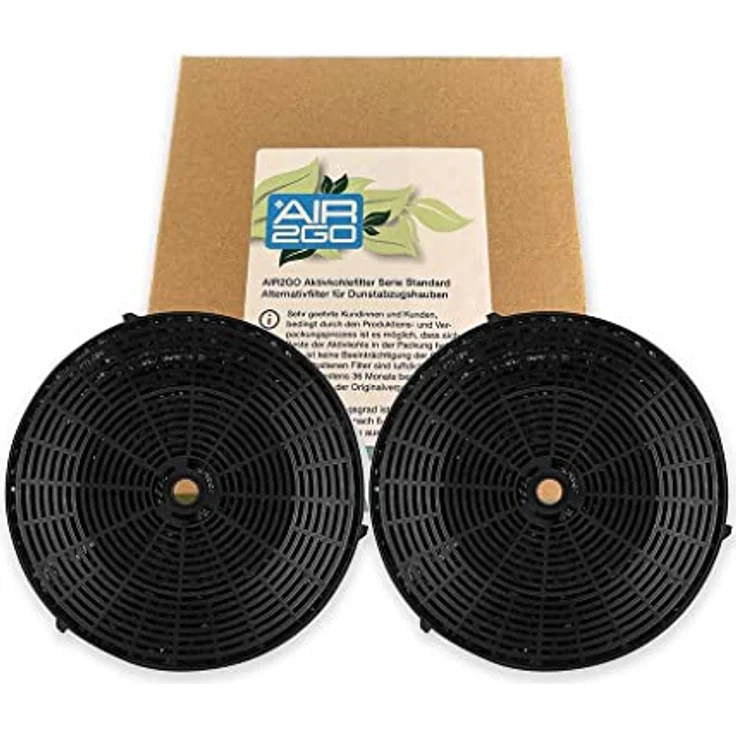 AIR2GO Aktivkohlefilter als Ersatz für Elica CFC0038668 / CFC0140343 (2 Stück), CF39, einzeln verpackt – Bild 1