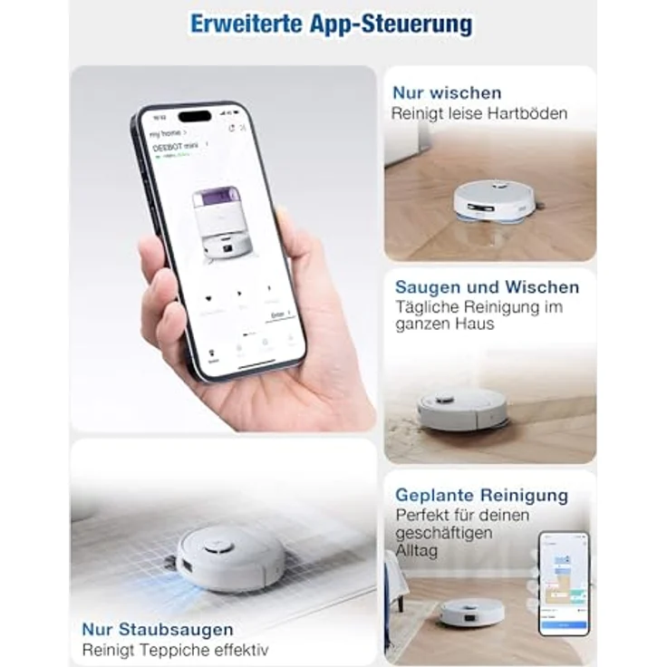 ECOVACS DEEBOT MINI, lilafarbener Saugroboter mit 8.000 Pa Saugkraft, Staubbeutel und Saug- und Wischfunktion – Bild 9