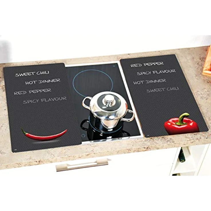 Kesper 3652513 Multi-Glasschneideplatte, 2-er Pack, Motiv: Chili, Maße: 52 x 30 x 1.2 cm – Bild 3