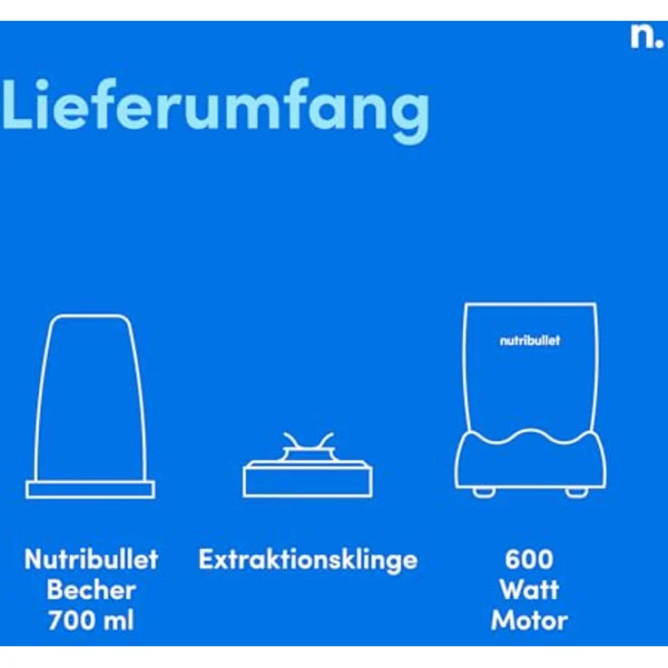 NutriBullet Original, Elektrischer Mixer mit 600 Watt Leistung, 700 ml To Go Becher und Extraktionsklinge – Bild 10