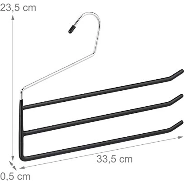Relaxdays Hosenbügel 5er Set, Metall, 3 Hosenstangen, rutschfest, schwarz – Bild 4