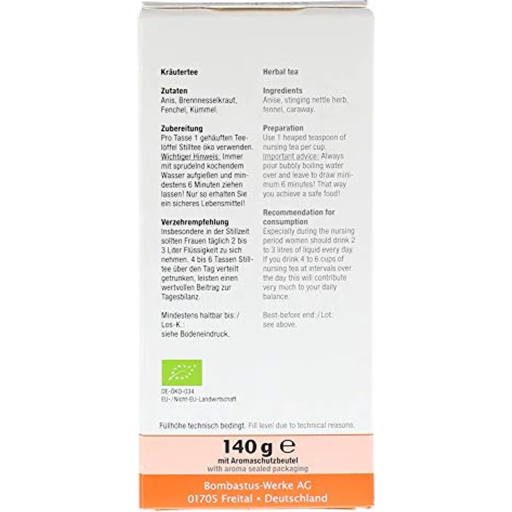 Bombastus-Werke AG STILLTEE öko 140 g, Kräuterteemischung für stillende Mütter aus kontrolliert biologischem Anbau
