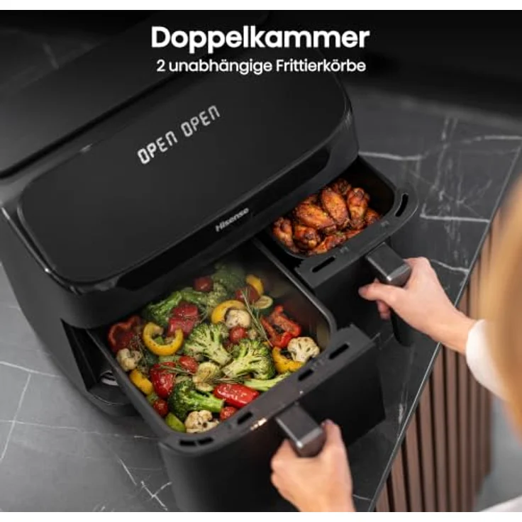 Hisense HAF2700DHA, Air Fryer Fritteuse mit 2700 W und 11 l, Schwarz – Bild 6