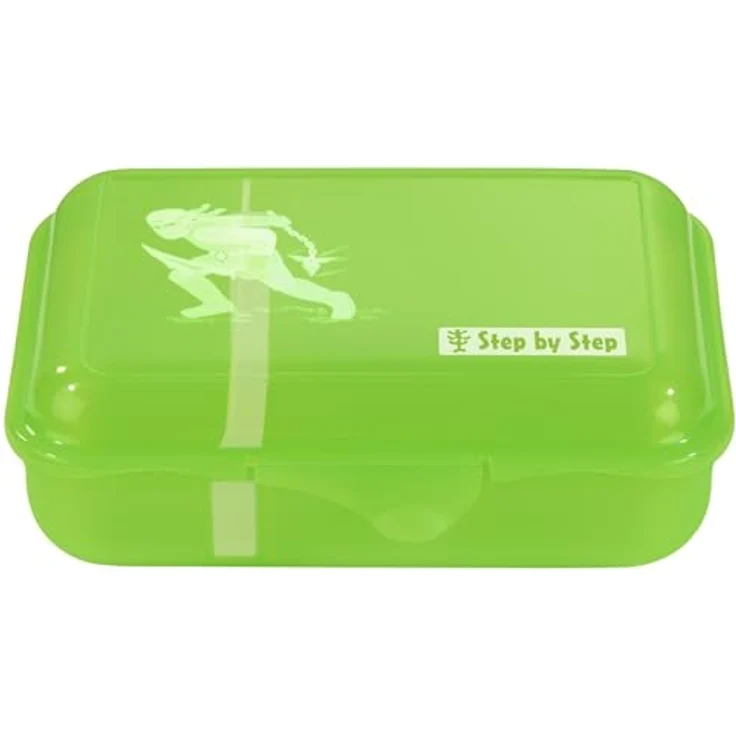Step by Step Lunchbox Ninja Kimo, Grün, mit Trennwand und Klickverschluss, spülmaschinenfest, BPA-frei, für Schule und Kindergarten, 0,9l – Bild 1