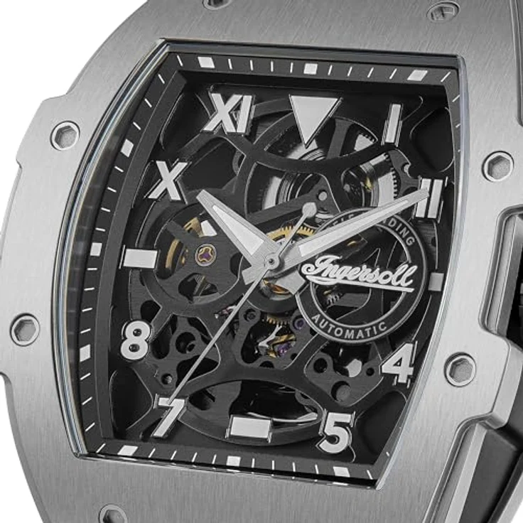 Ingersoll Automatikuhr The Play 45.2 mm Automatik Herren I15301, Schwarzes Skeleton-Zifferblatt und schwarzes PU-Armband – Bild 3
