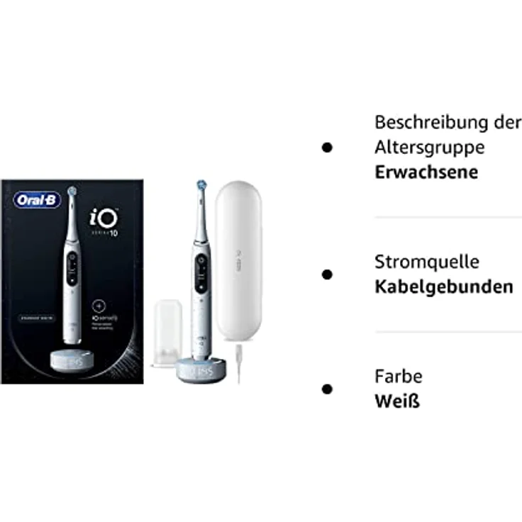 Oral-B Wiederaufladbare elektrische Zahnbürste iO 10 Weiß, 1 Kopf, 1 wiederaufladbare Reisetasche, 1 iO Sense-Ladegerät – Bild 4