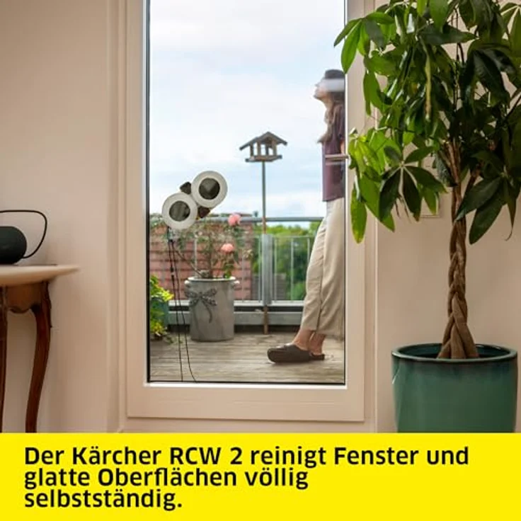 Karcher Fensterputzroboter RCW 2, automatische Fensterreinigung mit 5 Reinigungsmodi, Notversorgungs-Akku, 3 min/m², 70 ml Tank, 5 m Kabel, 3 Paar Wischbezüge – Bild 2