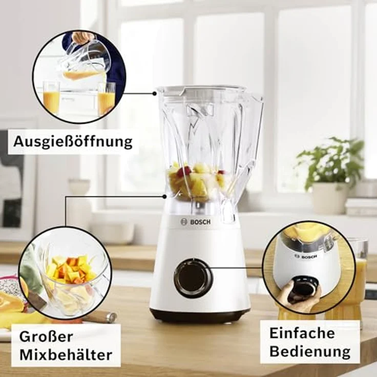 Bosch Standmixer VitaPower Serie 4 MMB6141W, 1,5l Tritan-Mixbehälter, 30.000 U/min, 1200 W, weiß – Bild 3