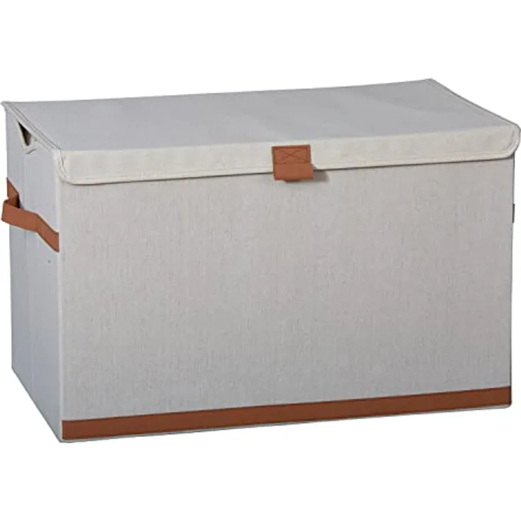 LOVE IT STORE IT Premium Große Aufbewahrungsbox mit Deckel - Truhe für Wohnzimmer - Aus hochwertigem Stoff - Extra stabil - Beige - 62x37,5x39 cm