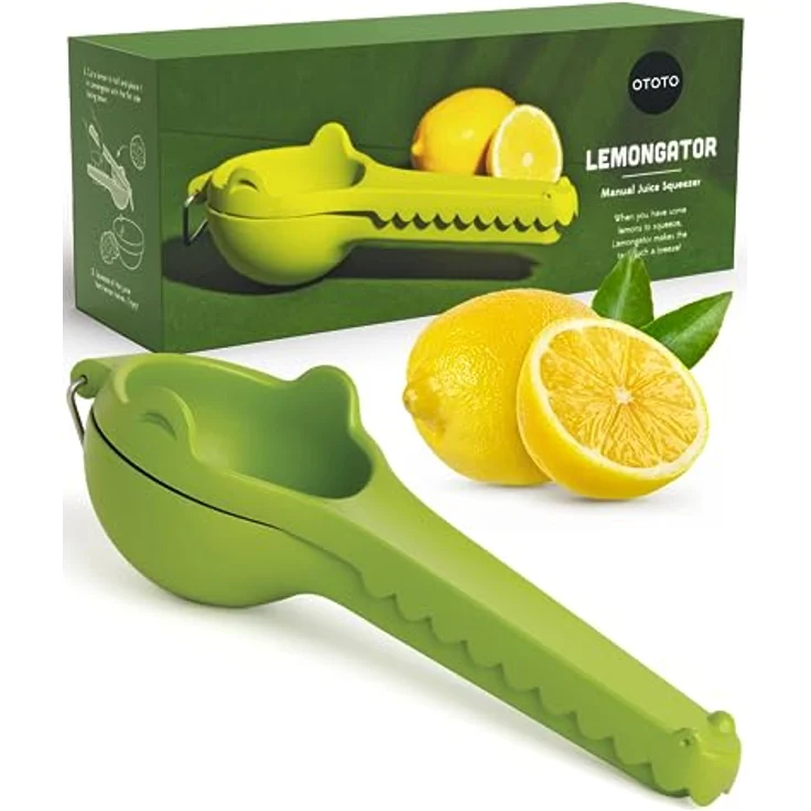 OTOTO Lemongator Zitronenpresse,  Handentsafter, Zitruspresse, aluminium, coole Küchenhelfer – Bild 1