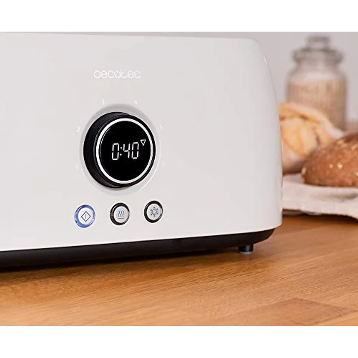 Cecotec Tostadora digital ClassicToast 8000, 2 Extra breiten und langen Schlitzen, 1500W, 6 Bräunungsstufen, inkl. Brötchenaufsatz, beige double  – Bild 4