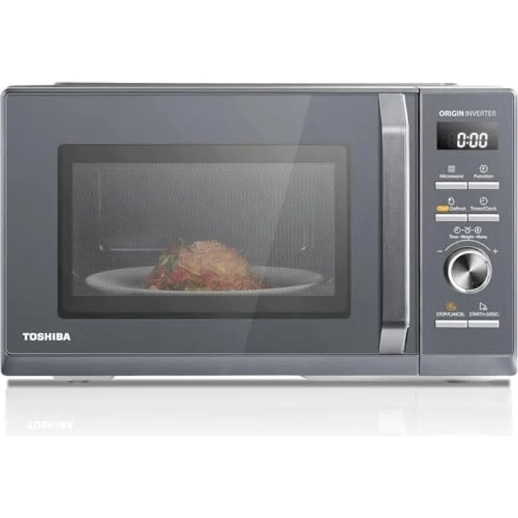 Toshiba MW3-AG25PFI(MG) Mikrowelle 3-in-1 Kombigerät mit Grill- und Backofenfunktion, 25L, 900W Origin-Inverter, 1100W Grill, leise mit 57dB, Morandi-Grau – Bild 1