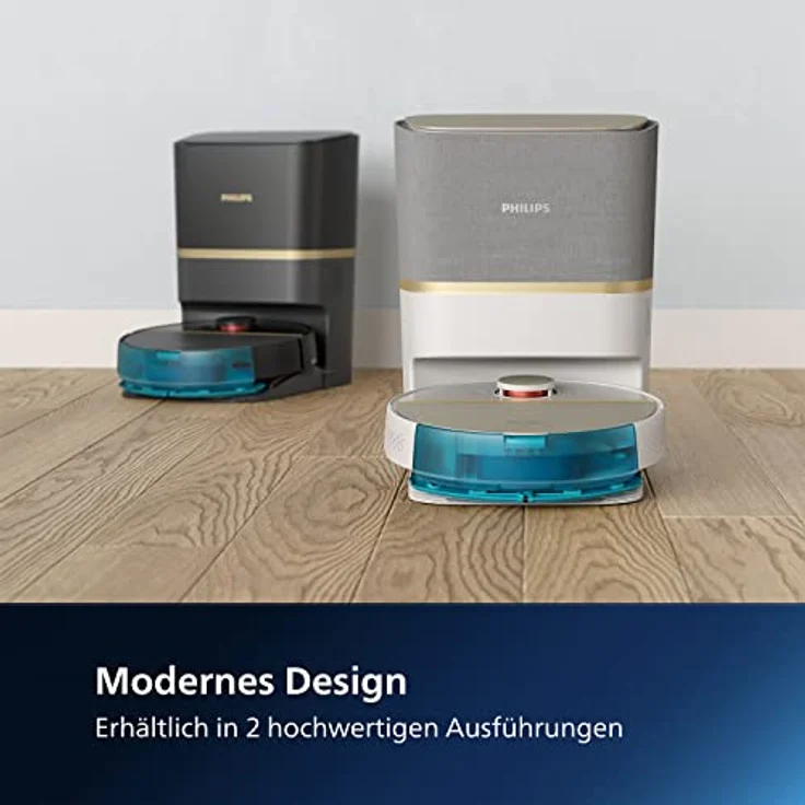 Philips XU7100/01 HomeRun Serie 7000 Saug-Wischroboter, ultrastarke Saugleistung (5.000 Pa), Erkennung kleiner Hindernisse, Absaugstation, schwarz, Saugroboter, App – Bild 3