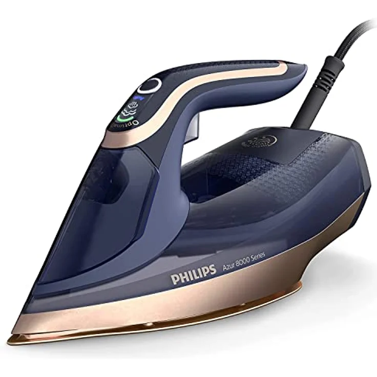 Philips Azur 8000 Serie Dampfbügeleisen - 85 g/min Konstanter Dampf, 260 g Turbo-Dampfstoß, 3000 W, OptimalTEMP Technologie, SteamGlide Elite-Bügelsohle, Dunkelblau (DST8050/20) – Bild 1