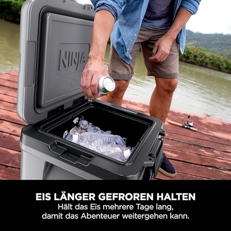 Ninja FrostVault Kühlbox mit Rollen, 28 L Fassungsvermögen und „Dry Zone“-Schublade, schiefergrau, FB230EUGY – Bild 5