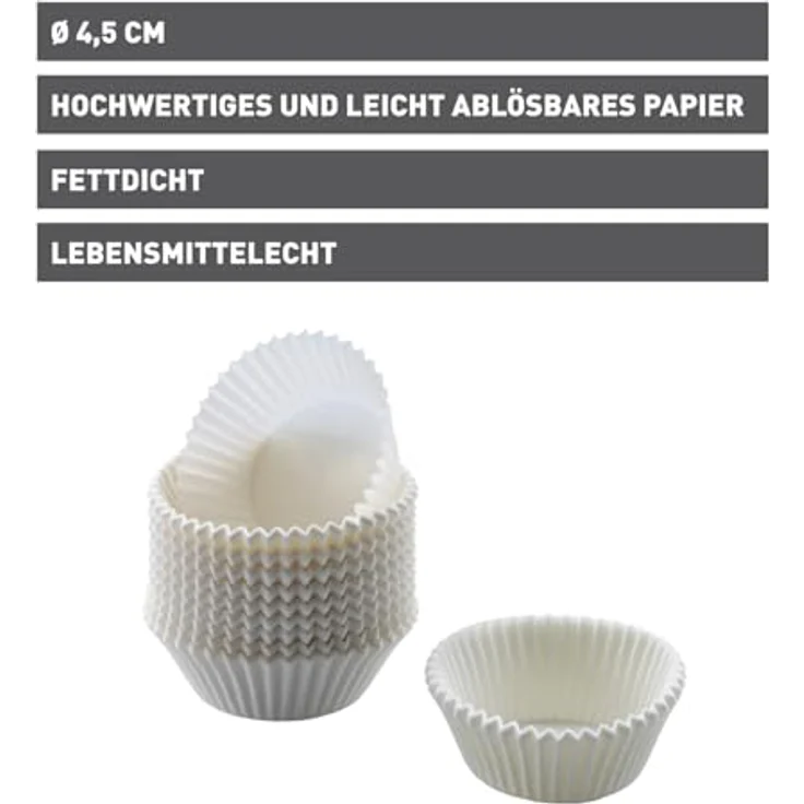 Kaiser Inspiration Mini Muffin Förmchen, 200 Stück, weiß, Ø 4,5 cm, fettdicht, ideal für süße und herzhafte Muffins – Bild 3