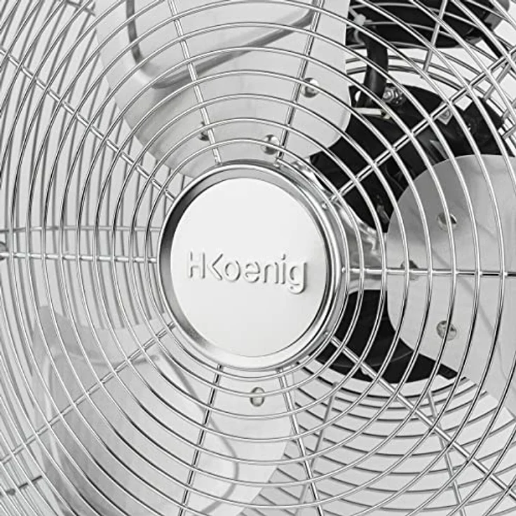 H.Koenig JOE32 Bodenventilator | leise | verchromtes Metall| 45 cm Durchmesser | 3 Geschwindigkeitsstufen| verstellbarer Neigungswinkel| Haus, Büro, Garage| rutschfeste Füße| 100 W – Bild 5