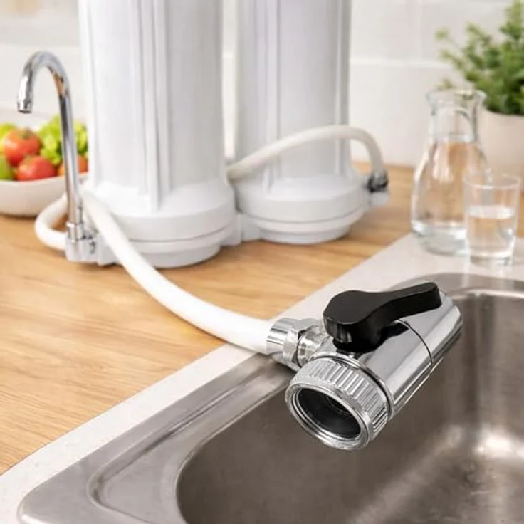 Naturewater Zweiwegehahn Wasserhahn Adapter für Auftischfilter, 7 mm Anschlussdurchmesser, Druckregulierung für sauberes Trinkwasser – Bild 2