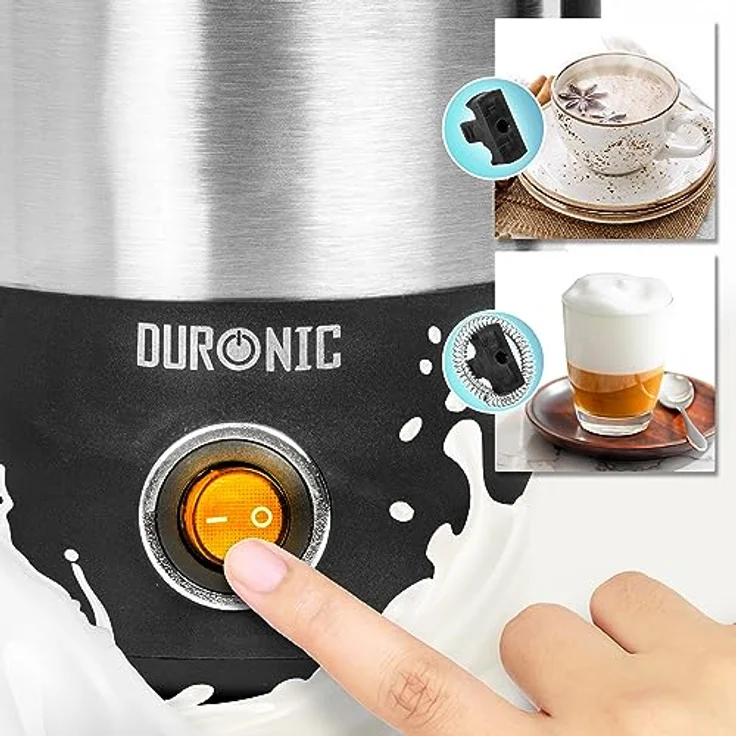 Duronic MF300 Elektrischer Milchaufschäumer, 400 ml Induktions-Milchschäumer mit leiser automatischer Funktion für heißen & kalten Milchschaum aus Edelstahl – Bild 4