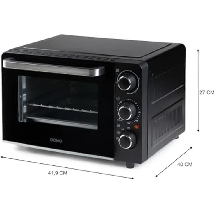 Domo Minibackofen "Bake & Snack" 20L, Tisch-Backofen mit Pizza-Funktion, 1300 Watt, Edelstahl-Griff, schwarz – Bild 4
