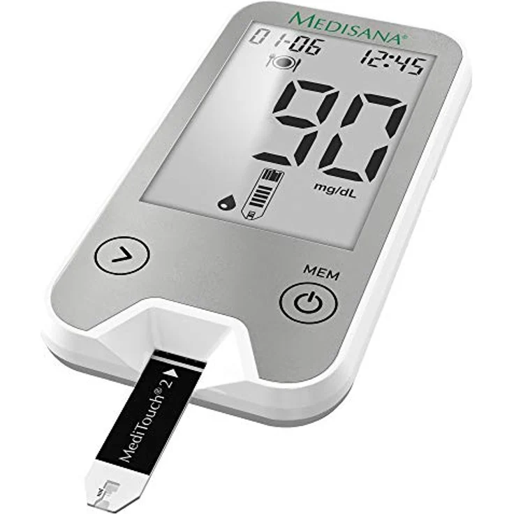 Medisana MediTouch 2 connect Blutzuckermessgerät mg/dL und mmol/L, Starterset mit Teststreifen und Blutlanzetten, Blutzuckermesssystem für Diabetiker, Blutzuckerspiegel, Silber-Edition – Bild 2