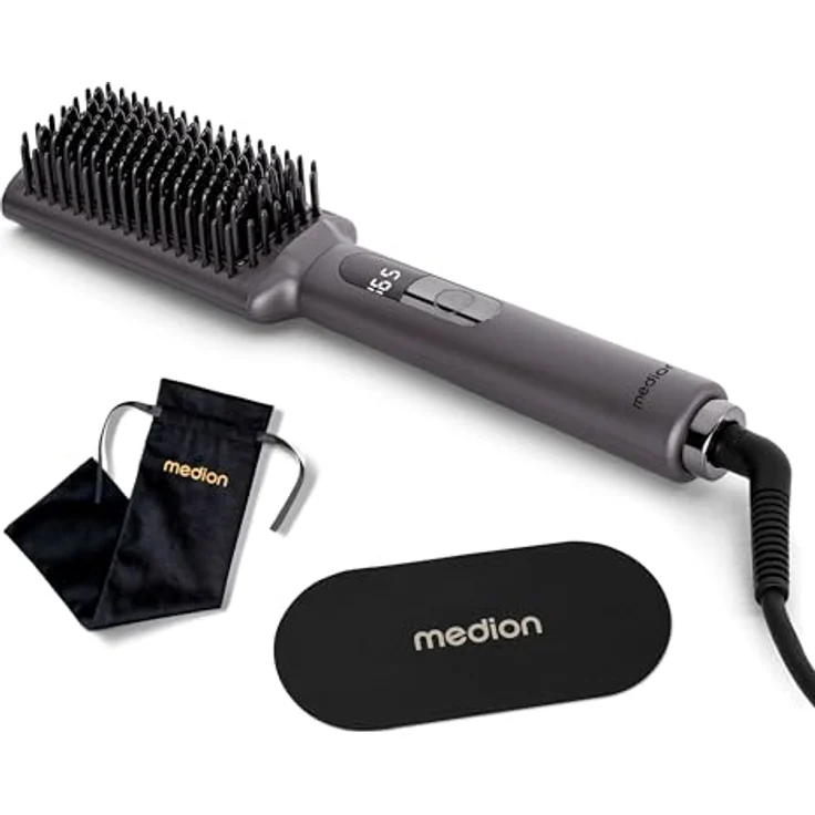 Medion® Glätteisen Haarglättbürste HB1 (MD19859) Keramik-Turmalin, Ionen-Technologie, weiß – Bild 1