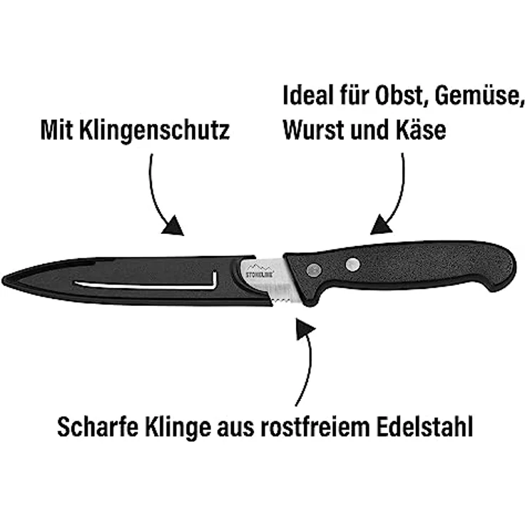 STONELINE 2-teiliges Set aus Schneidebrett und Allzweckmesser mit Wellenschliff, 13 cm Klinge aus Edelstahl, Universalmesser Küchenmesser – Bild 4
