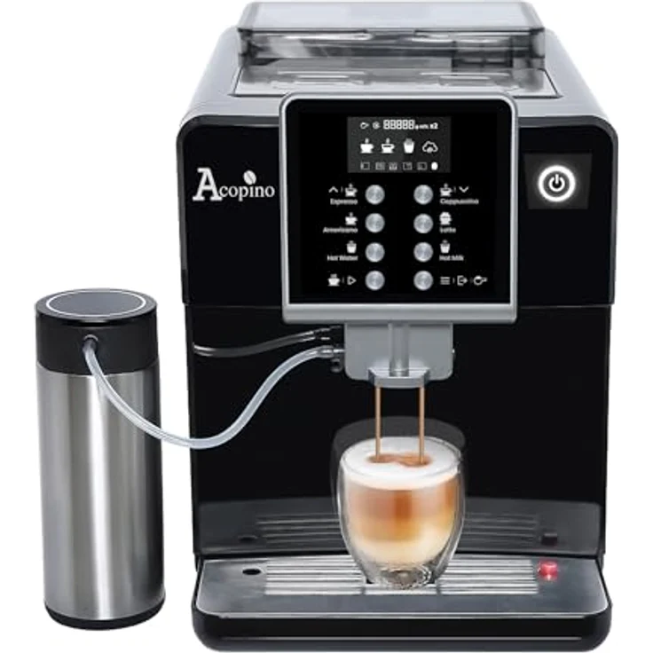 Acopino Kaffeevollautomat Clivia One Touch schwarz /,Espressomaschine mit Milchfunktionen für Kaffeevariationen – Bild 1