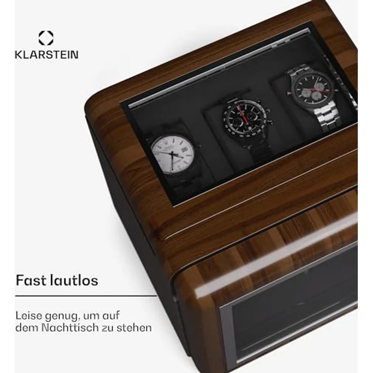 Klarstein Uhrenbeweger Valmont 2+3 Uhrenbeweger, Automatik-Uhrenbeweger für 2 Uhren, Blaue LEDs – Bild 5