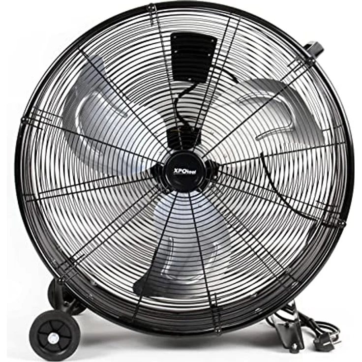 Wiltec Trommelventilator 60 cm 180 W Bodenventilator mit Kabel und Räder, 3 Geschwindigkeitsstufen, Windmaschine in silber – Bild 3