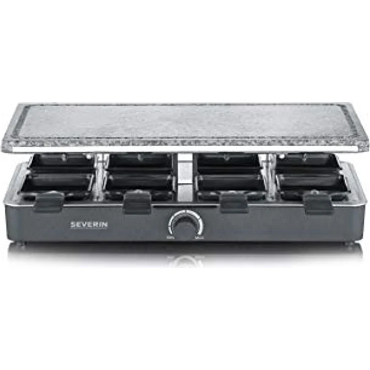 SEVERIN - Raclette-Grill con piedra natural, parrilla eléctrica de sobremesa, raclette para 8 personas, plástico/acero inoxidable. Negro RG 2378 – Bild 1