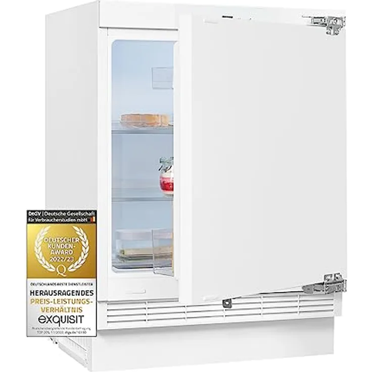 Exquisit Unterbau Kühlschrank UKS140-V-FE-010D | Nutzinhalt 138 l | Türanschlag wechselbar | LED Licht | Alarmsignal