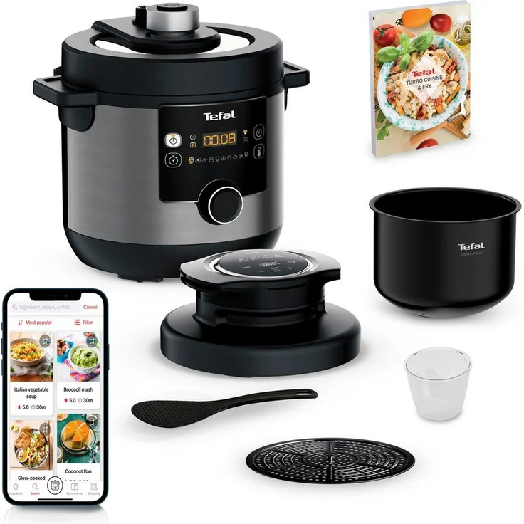 Tefal Multikocher CY7788 Turbo Cuisine & Fry, 1090 W, 7,6 l Schüssel, Schnellkochfunktion, 10 aut. Kochprogramme, 4 Extra Crisp Programme, Schwarz - Preisvergleich – Bild 1