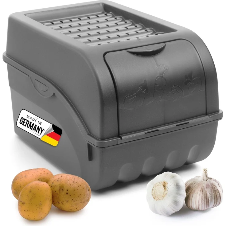 Novaliv Gemüseboxen Kartoffelboxen Vorratsbehälter 5l (Anthrazit, Große Öffnung, Ideale Luftzirkulation, Stapelbar)