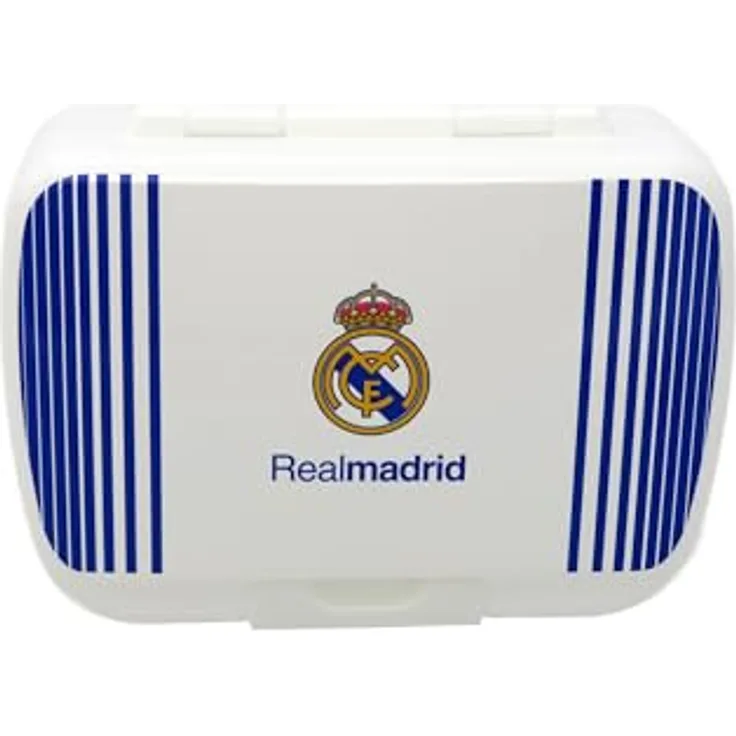 CyP Brands Real Madrid Sandwichbox, Brotdose mit Sicherheitsverschluss, Lebensmittelbehälter für Snacks, Weiß, offizielles Produkt