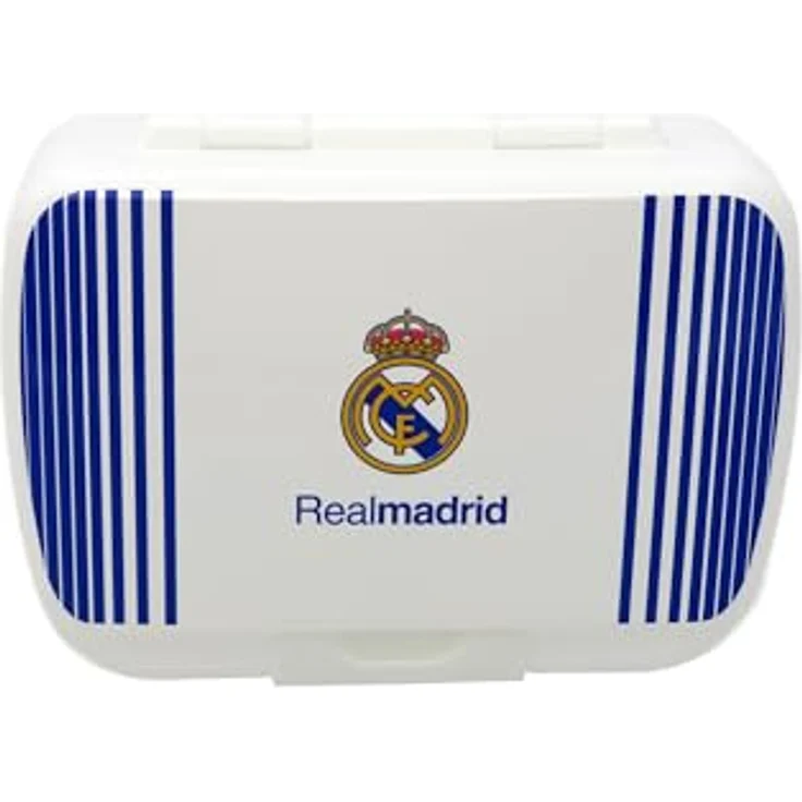 CyP Brands Real Madrid Sandwichbox, Brotdose mit Sicherheitsverschluss, Lebensmittelbehälter für Snacks, Weiß, offizielles Produkt – Bild 1