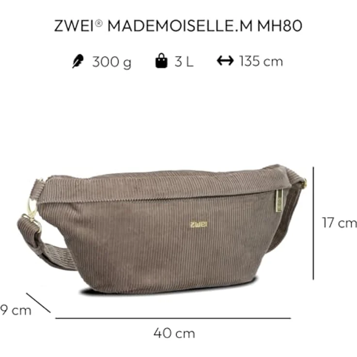 Zwei Mademoiselle.M Umhängetasche 40 cm, Braun, aus robustem Polyurethan mit verstellbarem Umhängeriemen und praktischen Fächern – Bild 2