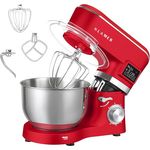 KLAMER Küchenmaschine Classic 1400 W, 5,5 L Edelstahlschüssel, Knet-, Rühr- & Schneebesenaufsatz, Timer & LED-Display, stabile Saugnapffüße, ideal für Brot-, Kuchen- & Pizzateig
