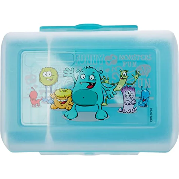 Emsa 514482 Brotdose für Kinder, Herausnehmbare Trennwand, Monstermotiv, Mint, Variabolo Monster – Bild 2