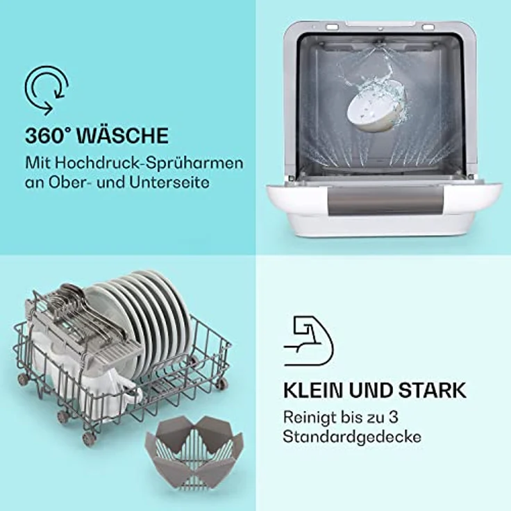 Klarstein Melville 3, Tischgeschirrspüler, F, Geräuschemissionsklasse D, Geräuschemissionen 58 Dezibel – Bild 6