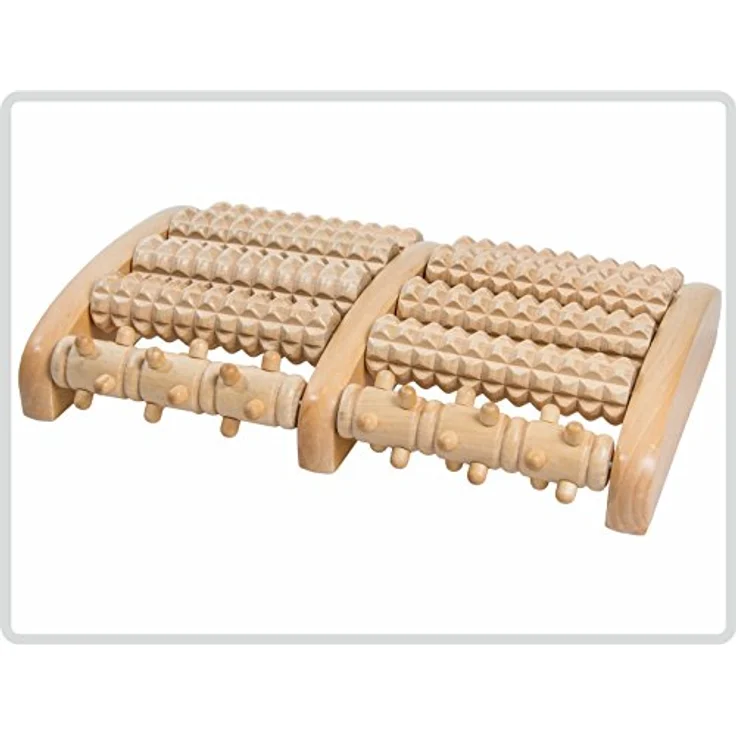 Fußmassageroller für beide Füße, 10 Holzwalzen - Wellness für die Füße - Massageroller roller Fußroller – Bild 1