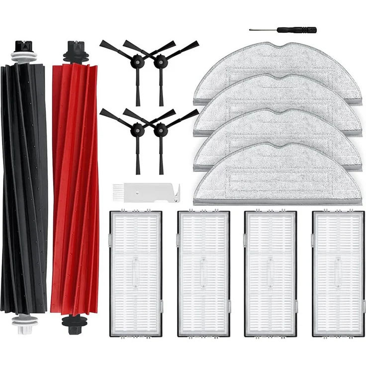 TUWENA Staubsaugerdüsen-Set für Roborock S8/S8+/S8 Plus, Doppelwalzenbürste, Seitenbürste, hocheffizienter Filter und Mikrofasermopp